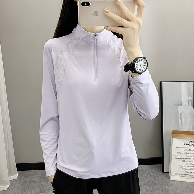 女款涼感透氣防曬長袖運動上衣：吸濕排汗、登山休閒皆宜
