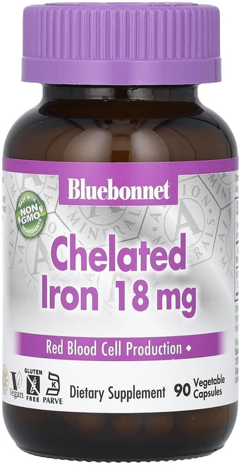 Bluebonnet Nutrition 킬레이트화 철분 18mg 베지 캡슐 90정, BluebonnetNutrition킬레이트화철분18mg, 1개 - 쿠팡