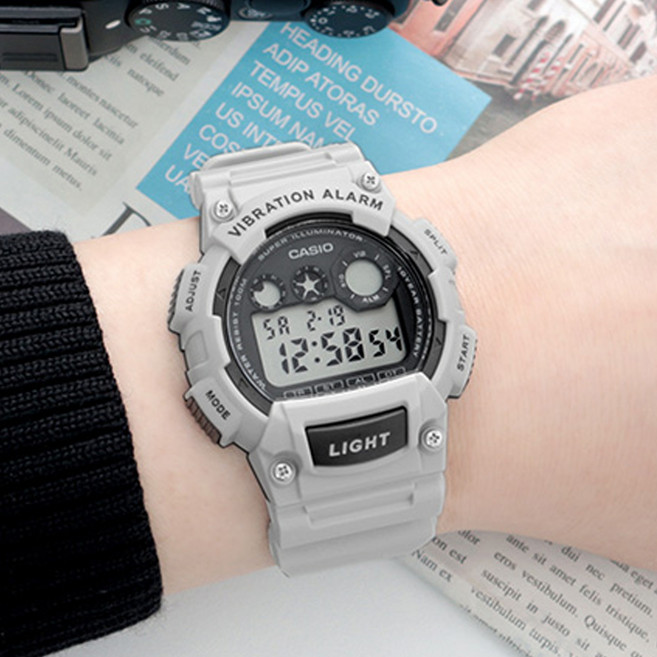 카시오 남성 10년 배터리 100미터 방수 라이트 군인 군대 디지털 손목시계