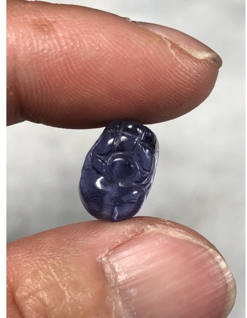冰透堇青石貔貅巧雕擺件 藍紫色招財飾品 居家辦公室擺設, 藍紫色
