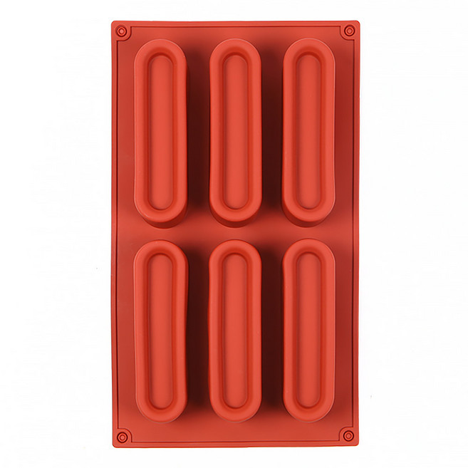 실리콘몰드 롱휘낭시에틀 6구 (구움과자 티그레 둥근휘난새), 1개, 레드