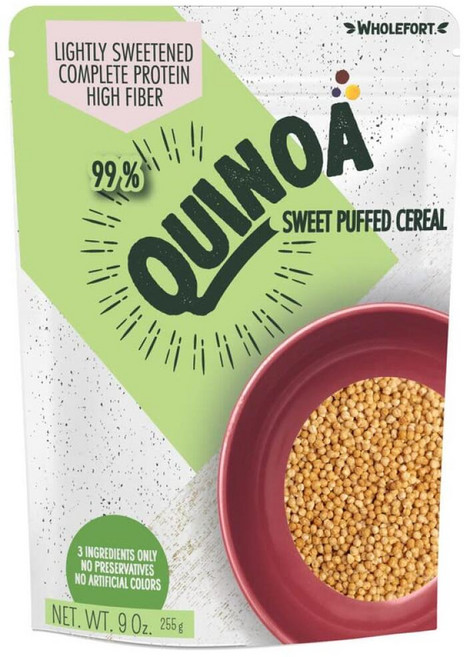 Sweet Puffed Quinoa 시리얼 - 단 3가지 성분: 퀴노아 마카 및 파넬라 [11온스] 비건 - GMO 프리 - 글루텐 프리 - 더 많은 에너지 - 더 많은 집중, 9 Ounce (Pack of 1)_스위트, 스위트, 1개