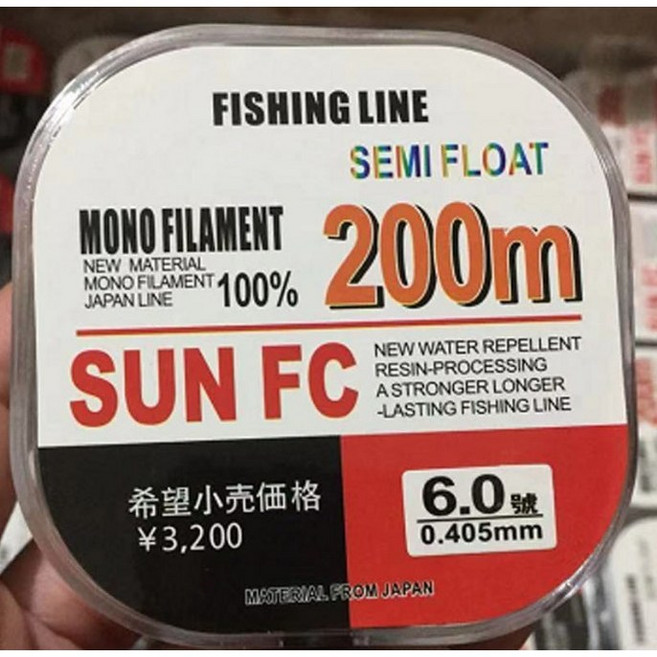 세미플로트 200m 일본산 민물 바다 원줄 모노라인, 1개