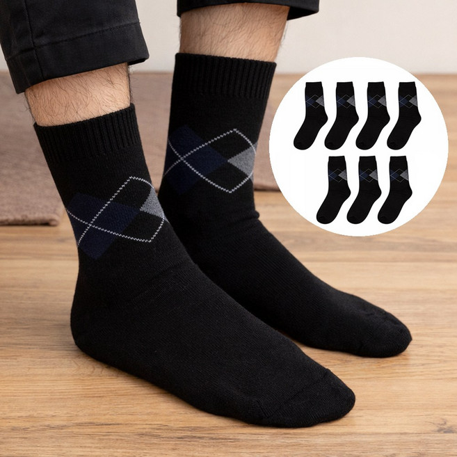 모두샵 남성 아가일 중목 정장 양말 7켤레 세트