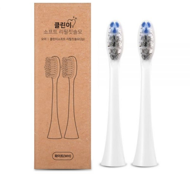 오아 클린이소프트 시리즈 / 클린이스윙 / 스윙바스 전용 프리미엄 리필 칫솔모 2p 화이트, 실리콘브러쉬 （ 1P ） 블랙 E0238
