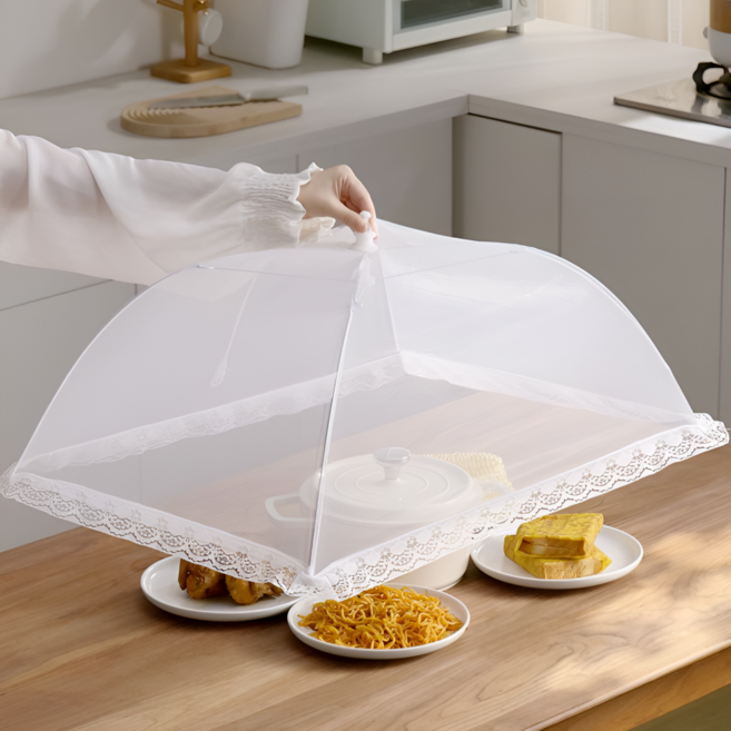 살림소담 접이식 원터치 음식 밥상 덮개 밥상보, 1개