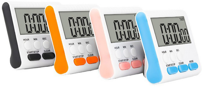 SMN 스톱워치 시계 알람 토익 수능 무소음 전자 초시계 탁상 타이머, 오렌지