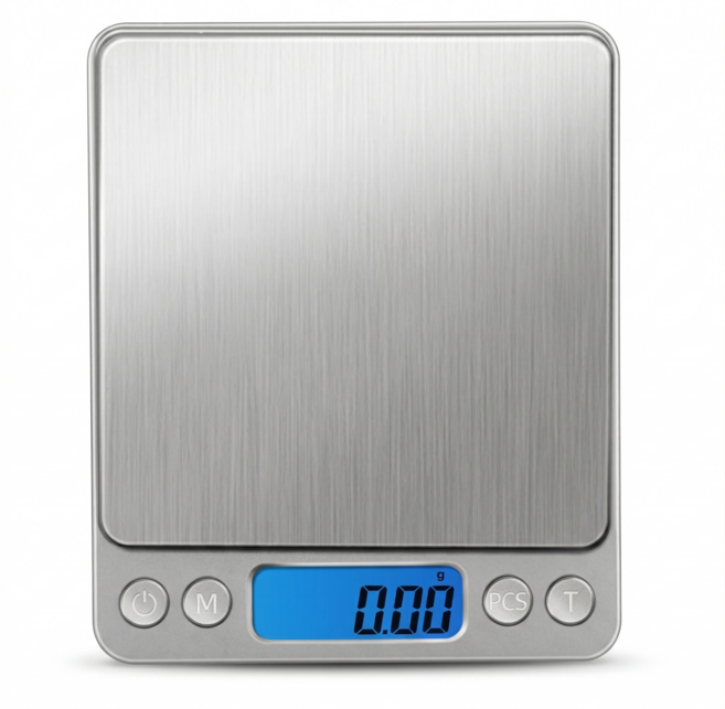 롤링랜드 주방 전자저울 가정용 + 트레이 2개 포함 정밀 센서, 실버, 1kg