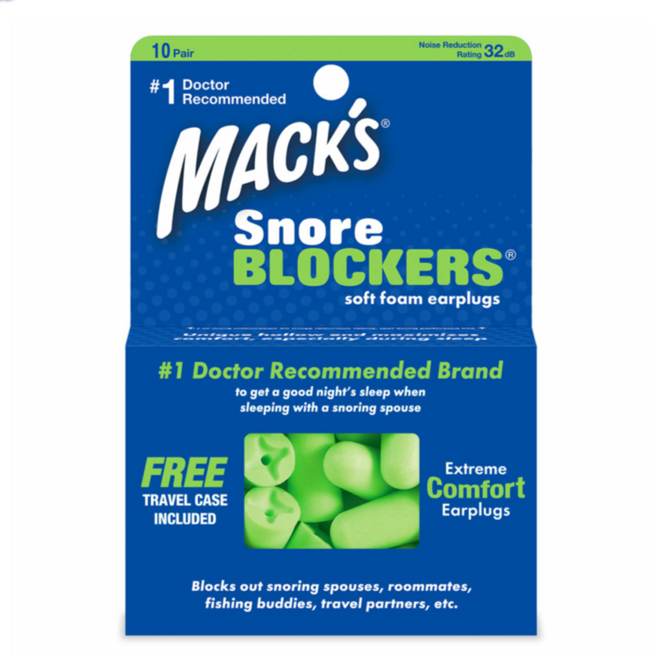 Macks 소프트 폼 스노어블락커 귀마개 + 케이스, 20개입, 1개