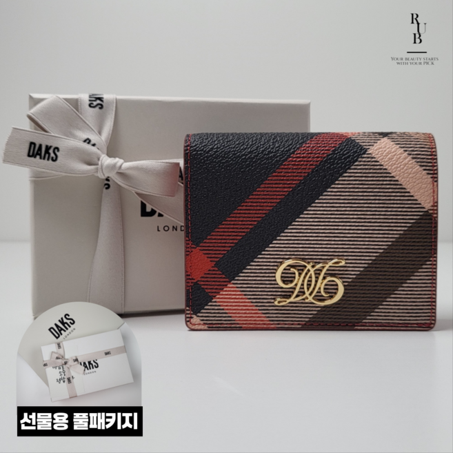 닥스 여성 체크 레드 로고장식 가죽 반지갑 선물용 풀패키지
