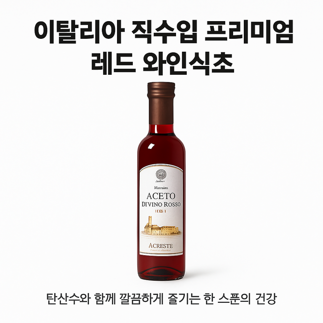 [이탈리아 직수입] 비니거 디비노 레드 와인식초 500ml 2병 스테이크 파스타 소스 샐러드 드레싱, 2개
