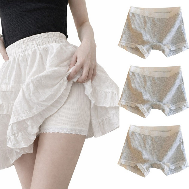 [3장세트] 여성 순면 속바지 드로즈 허벅지 안조임 사각팬티 Y존커버