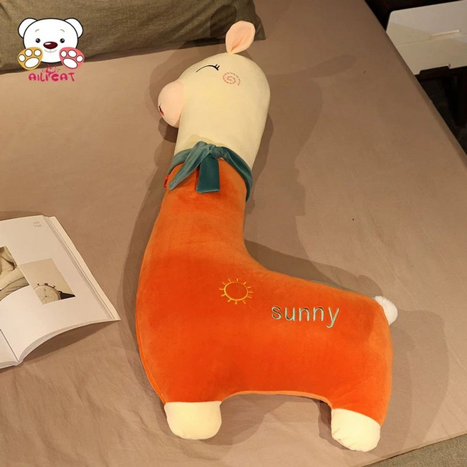 대형 동물 바디필로우 베개 애착 150cm 안고자는 긴 쿠션 롱 ㄱ자형, 오렌지