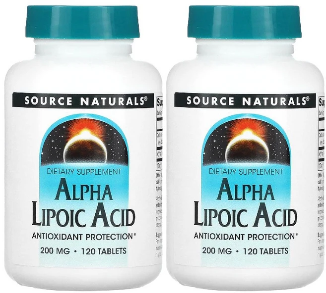소스내추럴스 알파리포산 칼륨 효능 알리포산 200mg 120정 2병 - 쿠팡