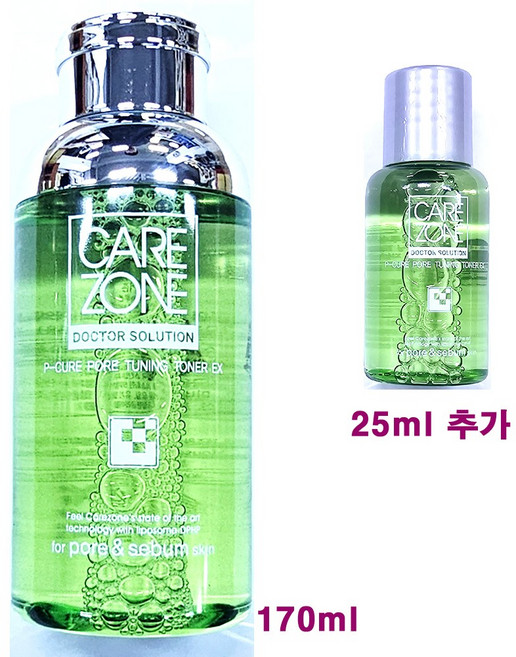 (무 배) 케어존 닥터솔루션 피큐어 포어 튜닝 토너 이엑스 170ml + 25ml 추가 / 합계 195ml, 1개