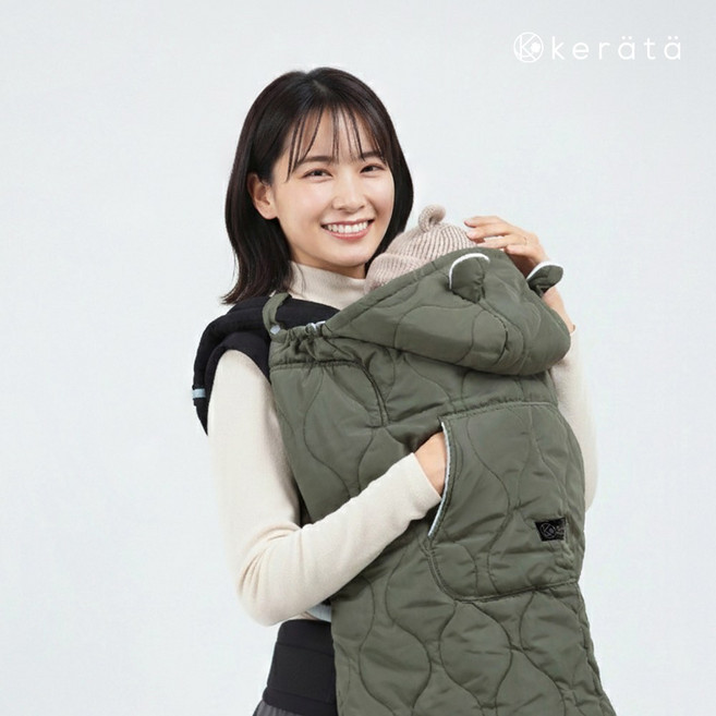 케라타 3way 스탠다드 아기띠 워머 방한커버, 카키