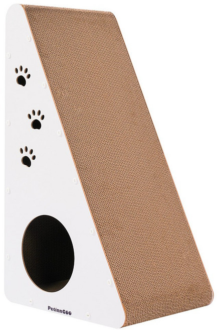 펫인꼬 삼각 캣스크래쳐 숨숨집 튼튼한 수직형 고양이 스크래쳐 인테리어, 화이트, 1개