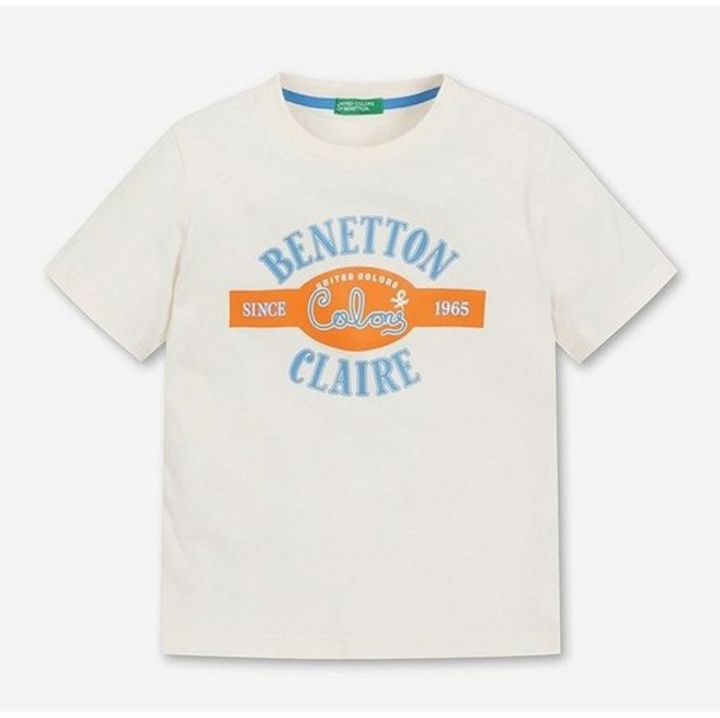 (매장정품) 베네통 키즈 반팔티셔츠 베이직 로고 기본티 라운드넥 신축성 편안한 주니어 데일리 순면 반티 레이어드 등원룩 등교룩