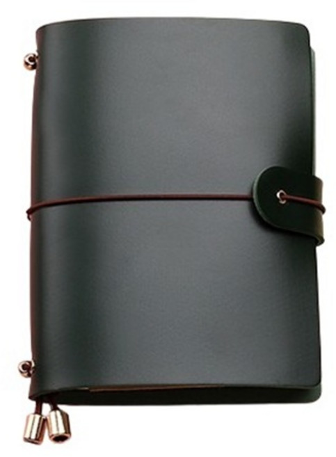 키밍 가죽 노트 다이어리 일기장 수첩 줄노트 무지 체크노트, 다크그린