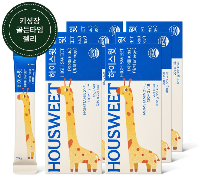 하우스윗 하이스윗 성장기 어린이 청소년 초유단백 칼슘 스틱젤리, 280g, 6개