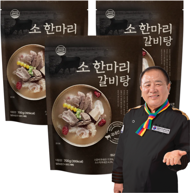 한식명장 박대용의 국내산 소 한마리 갈비탕 (실온), 3개, 700g
