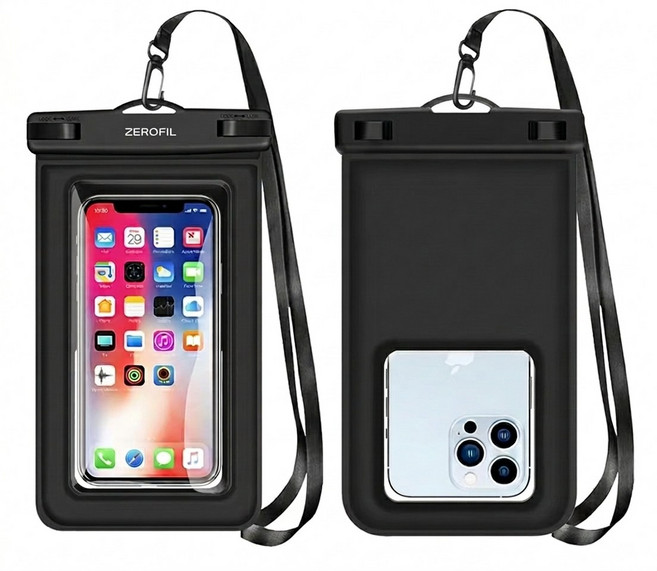 제로필 IPX8등급 스마트폰 방수케이스 방수팩 + 길이조절 넥스트랩 + 암밴드 + 손목스트랩, 1개, 블랙