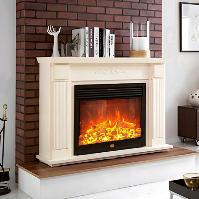 한스벽난로 트라베 조각형 장식장 콘솔세트 1300 실내 불멍 인테리어 온풍기, 연한 아이보리, 수도권(서울/경기/인천)