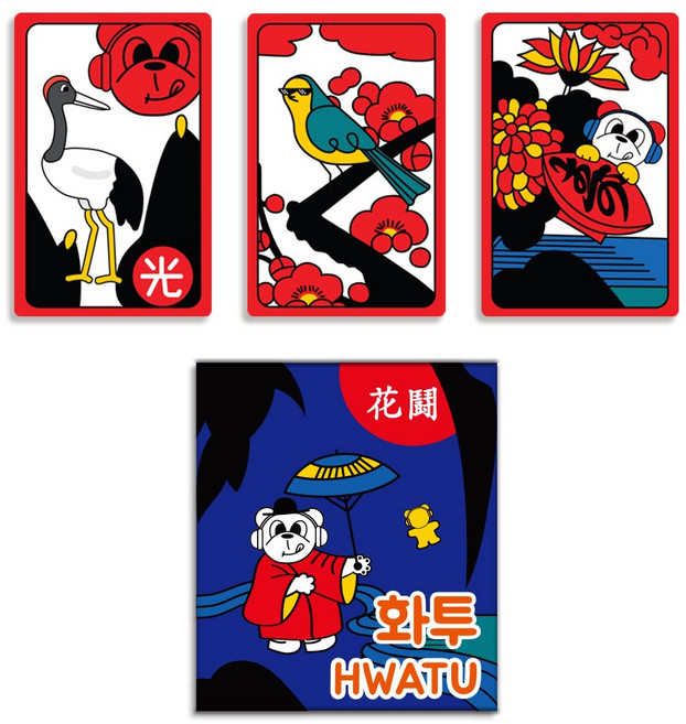 긱베어 고급 전통 화투 고스톱 캐릭터 화투, 1개