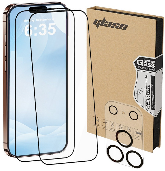 WOVTE 이지툴 고화질 지문방지 강화유리 액정보호필름 세트, 2개