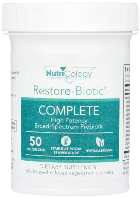 뉴트리콜로지 Restore-Biotic 컴플리트 500억 지연 방출 베지캡슐, 1개, 60정