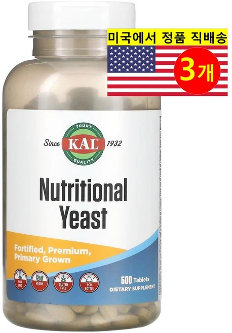 KAL 뉴트리셔널 이스트 500정, 3개 - 쿠팡