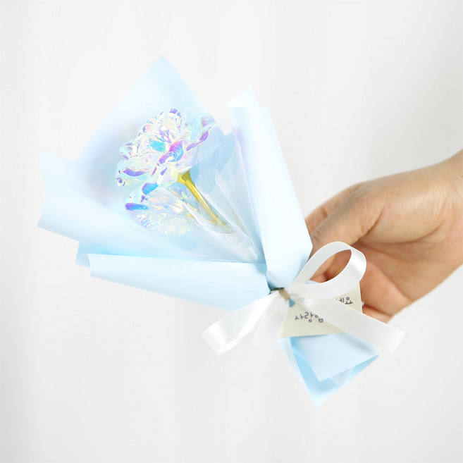 납골당꽃 홀로그램 장미 미니 꽃다발 성묘 금꽃다발, 1개, 블루