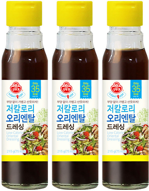 오뚜기 LIGHT JOY 저칼로리 오리엔탈 드레싱, 215g, 3개