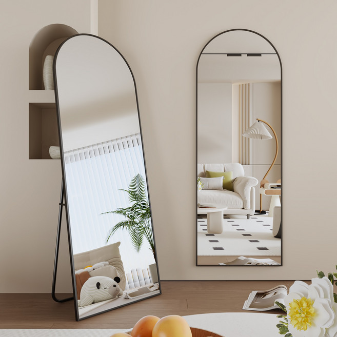 뷰티피크 아치형 전신거울 3in1 스탠드 벽걸이 거치형 강화안전유리 50*160cm, 블랙