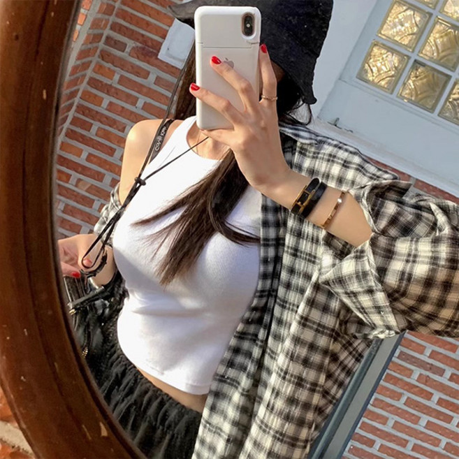 라라홀리 빈티지 체크 스트릿 오버핏 라이트 긴팔 셔츠