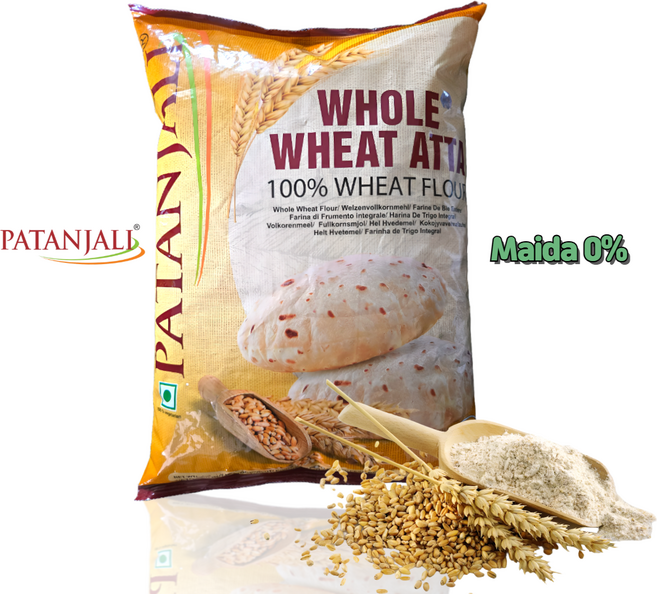 Patanjali WHOLE WHEAT ATTA (통 밀가루), 1개, 5kg