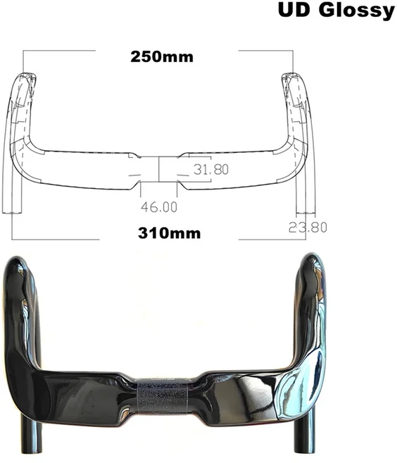 트랙 카본 스프린트 400mm 초경량 번치 1 에어로, HB23 310mm, HB23 310mm, 1개