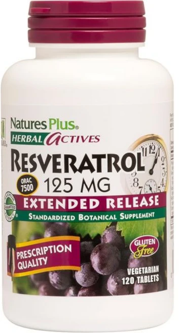 NaturesPlus Herbal Actives Resveratrol Extended Release - 120 Tablets - Vegetarian Gluten Free -, 120정, 1개 - 쿠팡