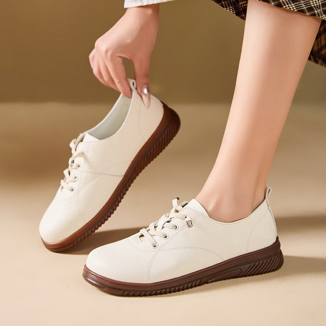 JLVJ 여성 신발 캐주얼 스니커즈 가죽 초경량 단화 슬립온