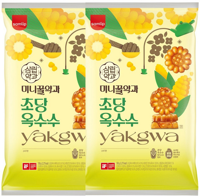 삼립 간식 빵 미니꿀 약과 초당 옥수수, 500g, 2개