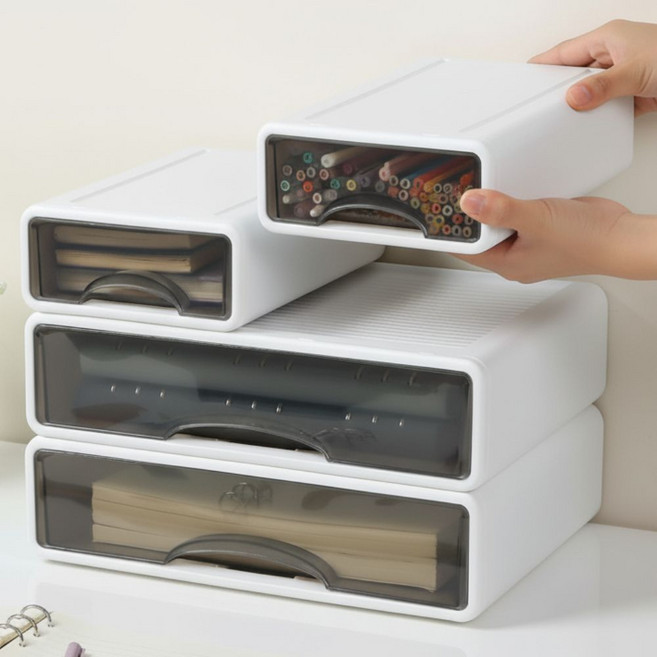 모아조이 책상정리 오거나이저 서랍형 데스크 수납함 세트, 1세트, 화이트