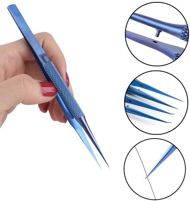 전자 수리를 위한 티타늄 합금 정밀 핀셋 마더보드 지문 감지를 위한 비자성 미세 포인트 집게, 경사