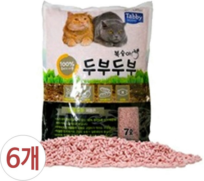 테비 두부두부 고양이두부모래 7L x 6개 8종, 복숭아