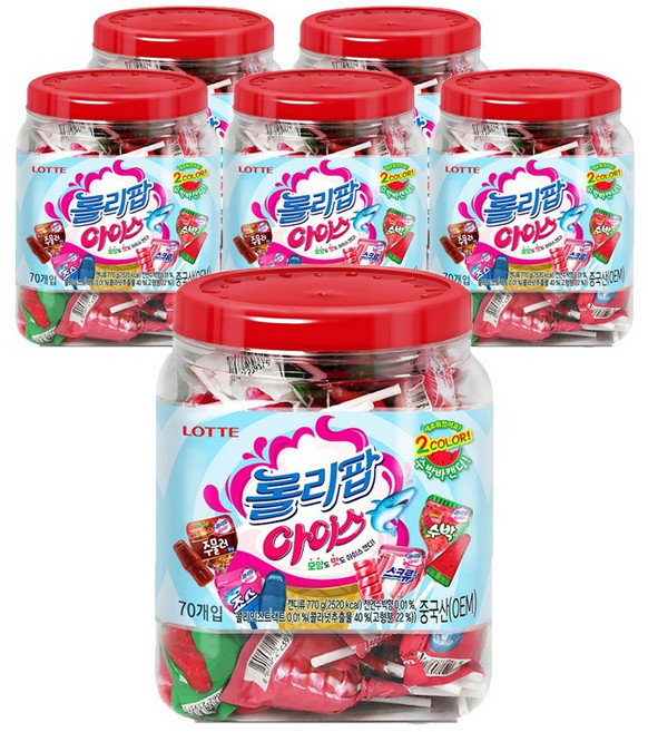 롯데제과 롤리팝 아이스 캔디, 770g, 6개