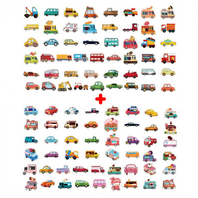 100매 자동차 시리즈 리무버블 방수 스티커, 1세트, 혼합(S21131) 100PCS