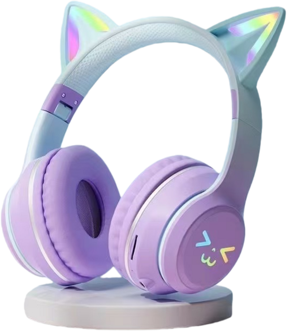 JODDDA 헤드폰 에어팟 귀엽다 고양이 귀 HIFI 입체 음향 효과 ENC 물리적 노이즈 캔슬링 고화질 음성, BT-618, 자주색