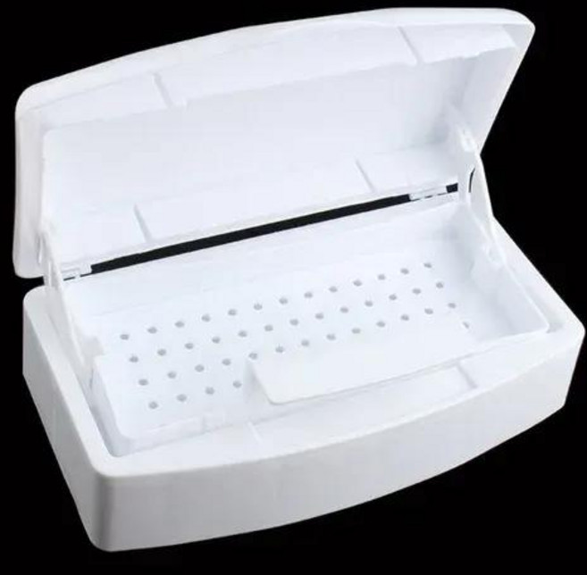 공구 정리함 수납함 네일 살균기 트레이 소독 박스 깨끗한 아트 살롱 매니큐어 구현 도구 장비 클리너, 2) White Lid