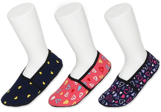 여성 불타는 요술버선 하트패턴 덧신 3켤레 겨울 방한 수면
