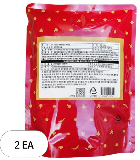 미쓰리 떡볶이소스 짜장맛, 2개, 780g