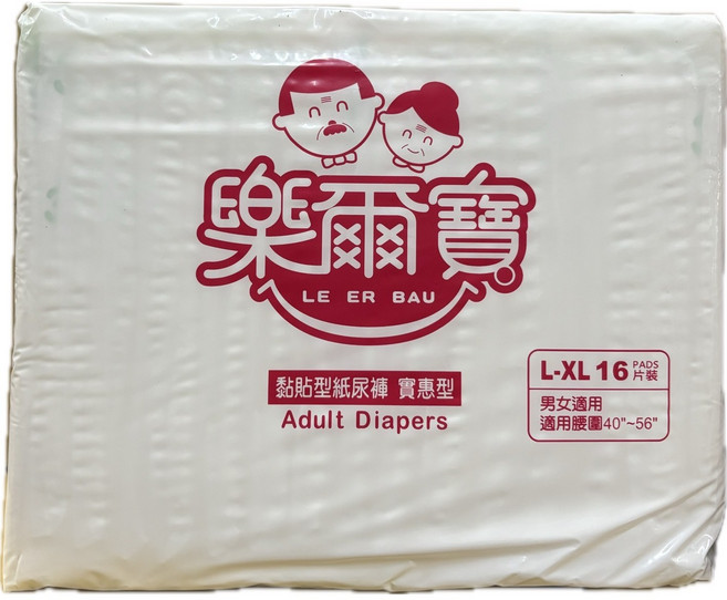 樂爾寶 黏貼型紙尿褲 實惠型, L-XL, 16片, 6包